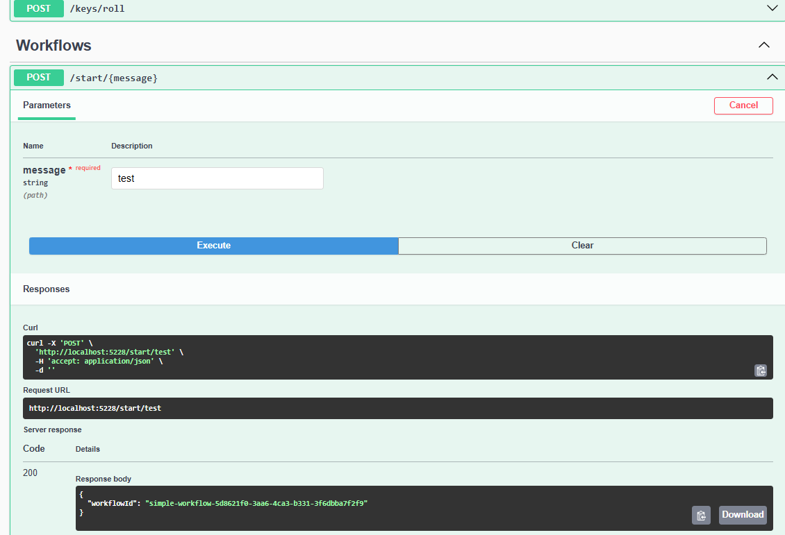 start workflow 1