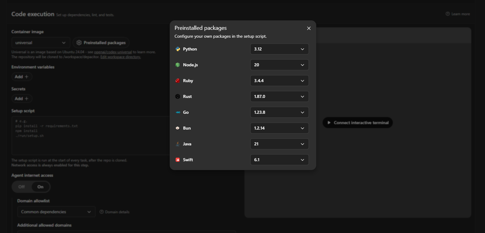 codex environment 2